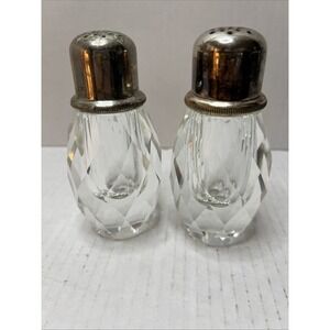 Vintage post House Silverplate Crystal Pepper Mill And Salt Shaker Set